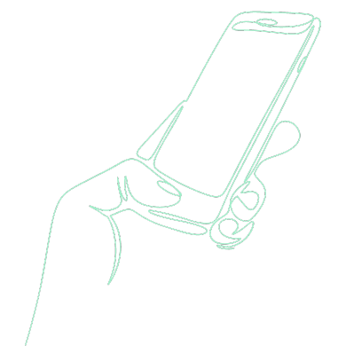 Line drawing of hand holding cell phone