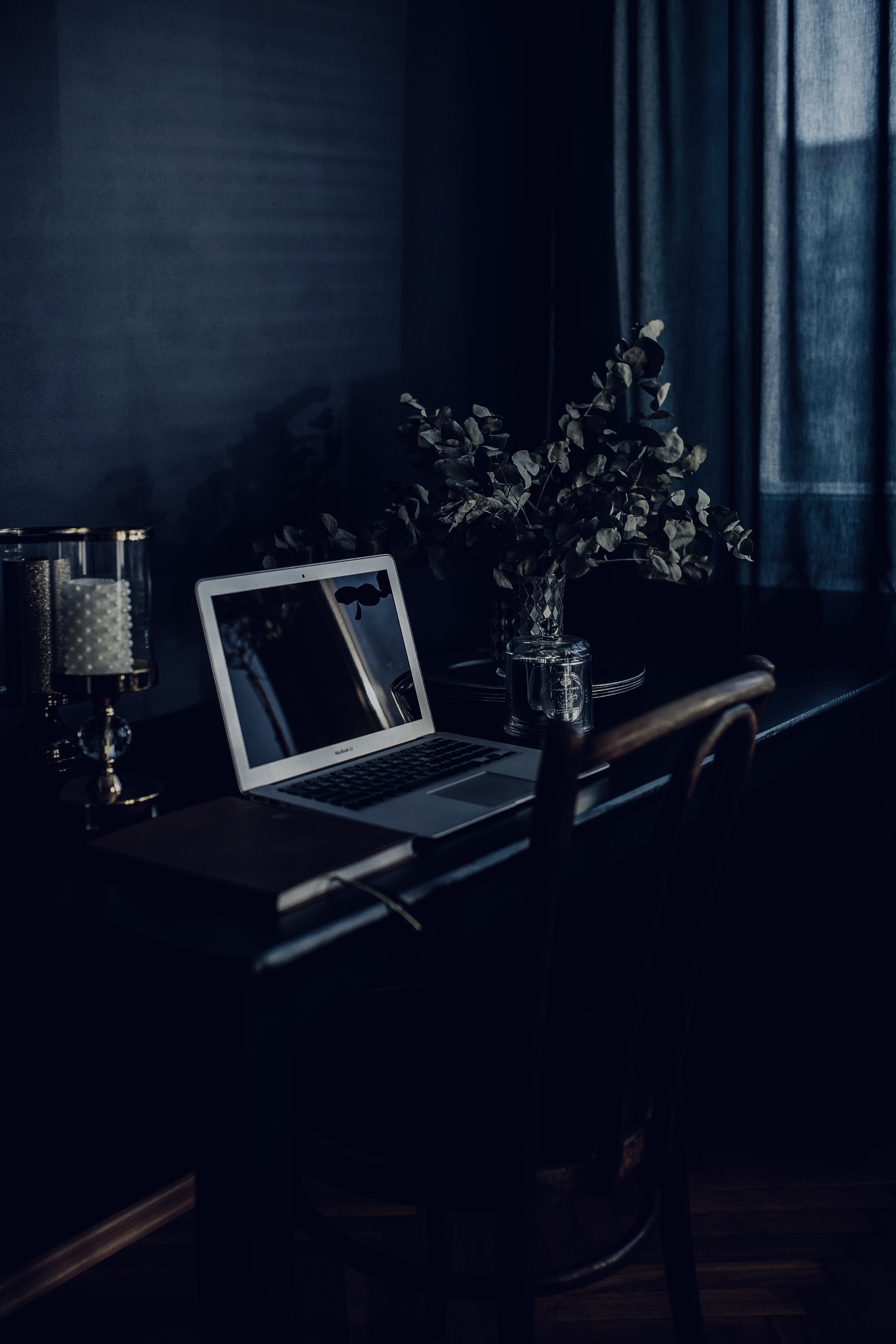 dark moody home desk